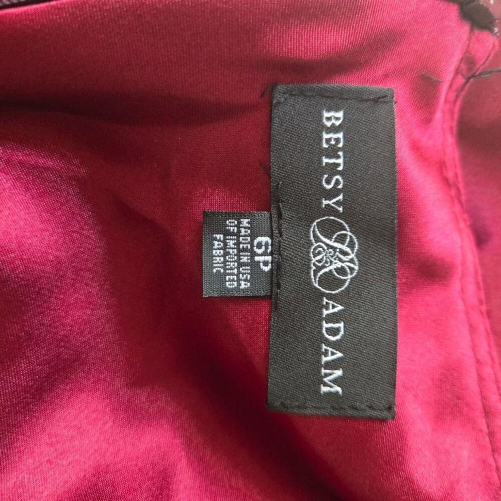 Cowl Halter Neck Charmeuse Long Betsy-Adam Women's Burgundy and Red Dress - Picture 6 of 8